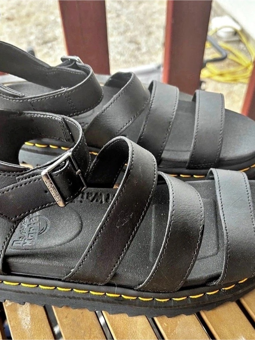 Dr. Martens Voss II Quad Leather Strap Platform Sandals Black
